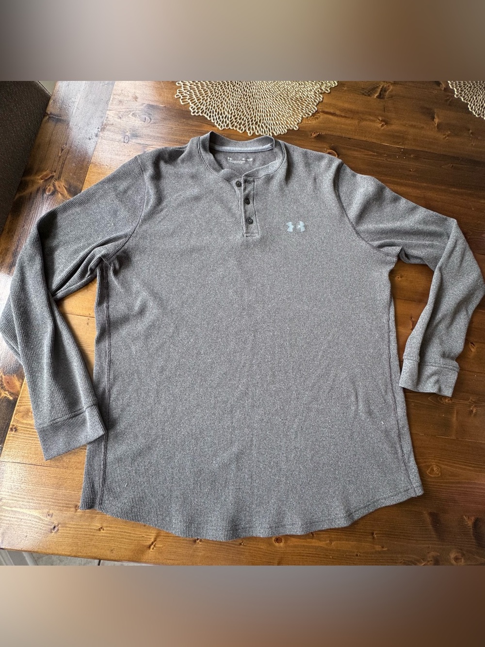 Under Armour Men's Long-Sleeve waffle knit Henley in Heather Gray